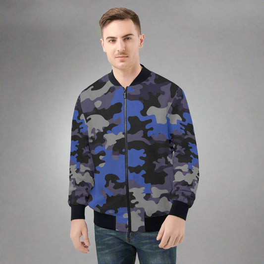 Blue Camo Bomber Jacket by Highest Evolution