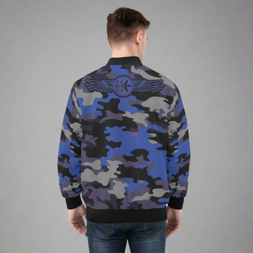 Blue Camo Bomber Jacket by Highest Evolution