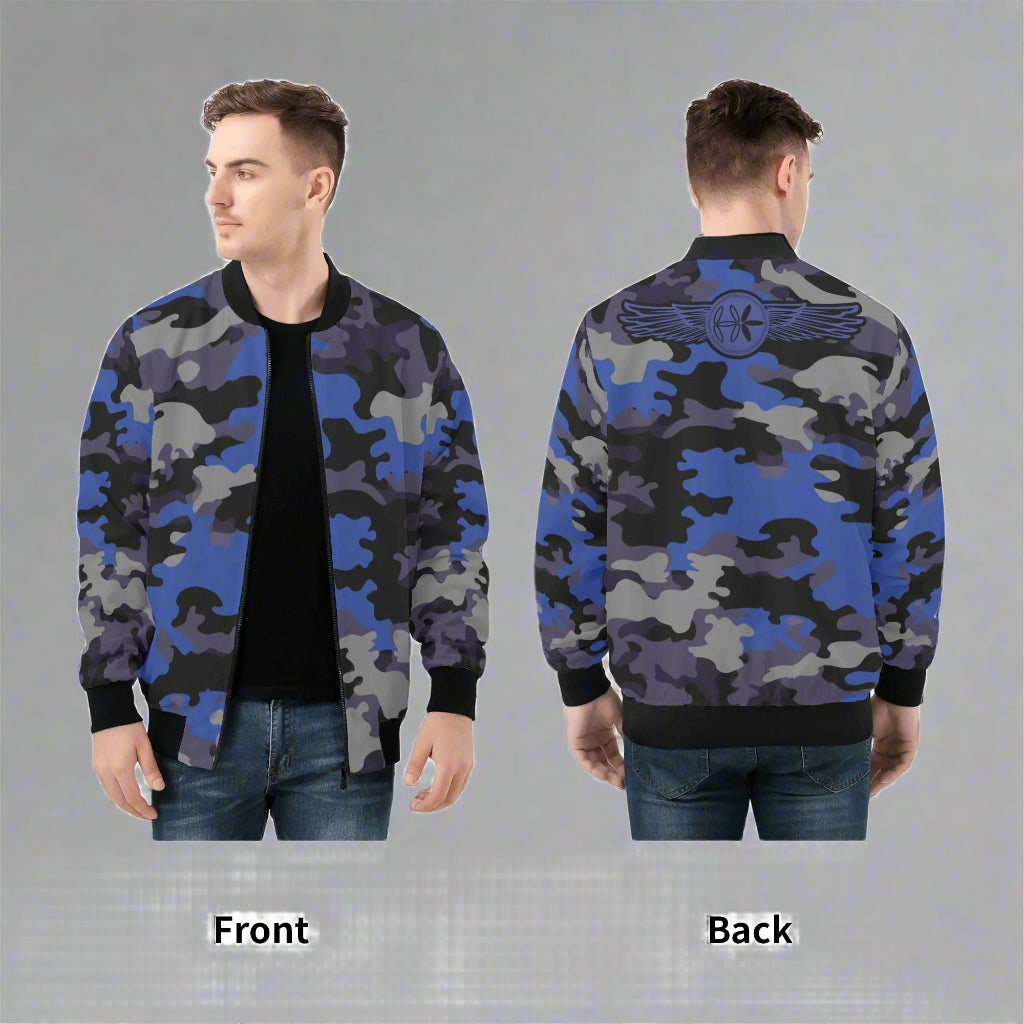 Blue Camo Bomber Jacket by Highest Evolution