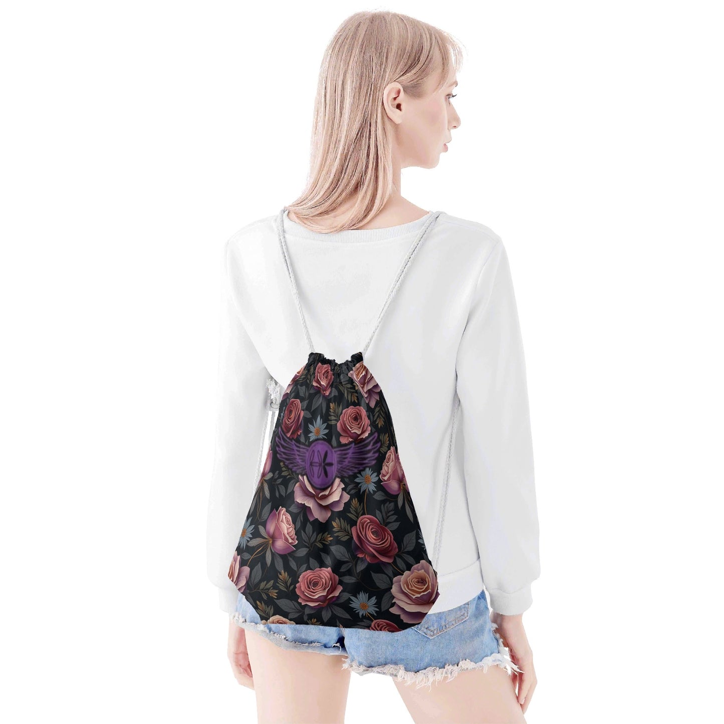 Rose Garden Drawstring Bag by Highest Evolution