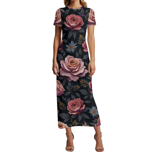 Womens Rose Garden Short Sleeve Dress by Highest Evolution