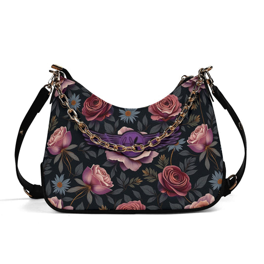 Lady Twill Leather Rose Garden Chain Shoulder Bag by Highest Evolution