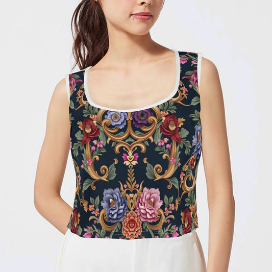 Womens Royal Floral Sports Tank Top
