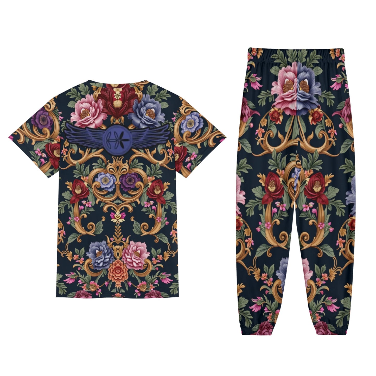 Unisex All-Over Print Adult Short Sleeve-Blouse Sports Set