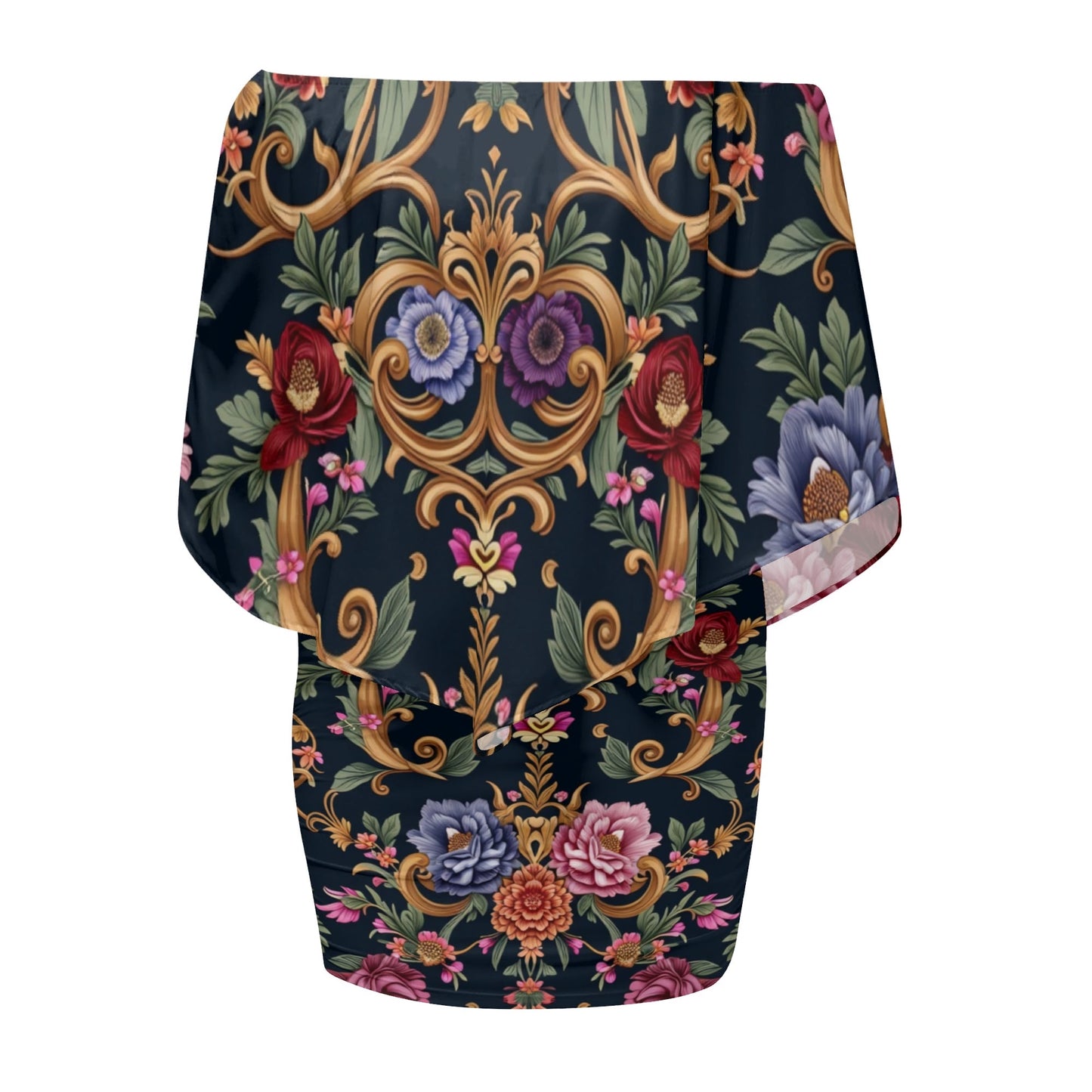 Womens Royal Floral Off The Shoulder Wrap Dress