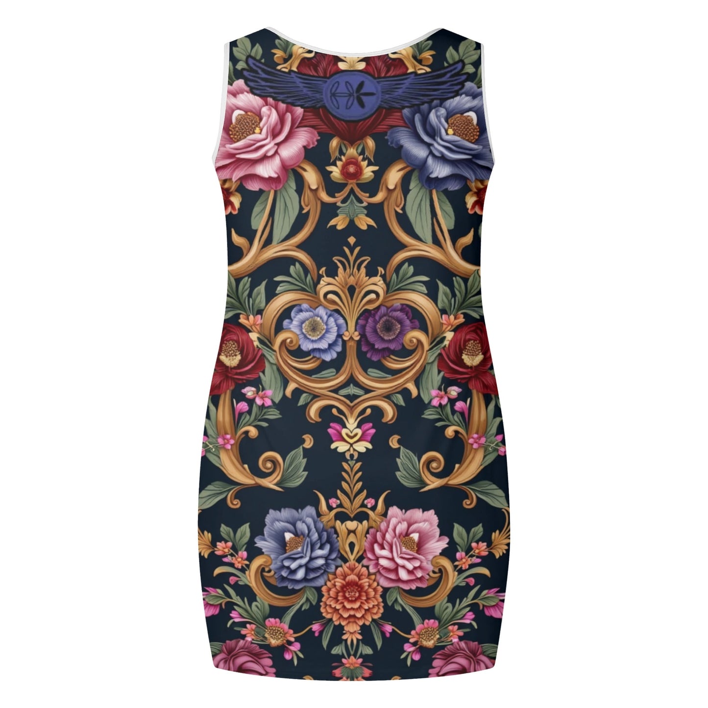Womens Elegant Royal Floral Sleeveless Vest Dress by Highest Evolution