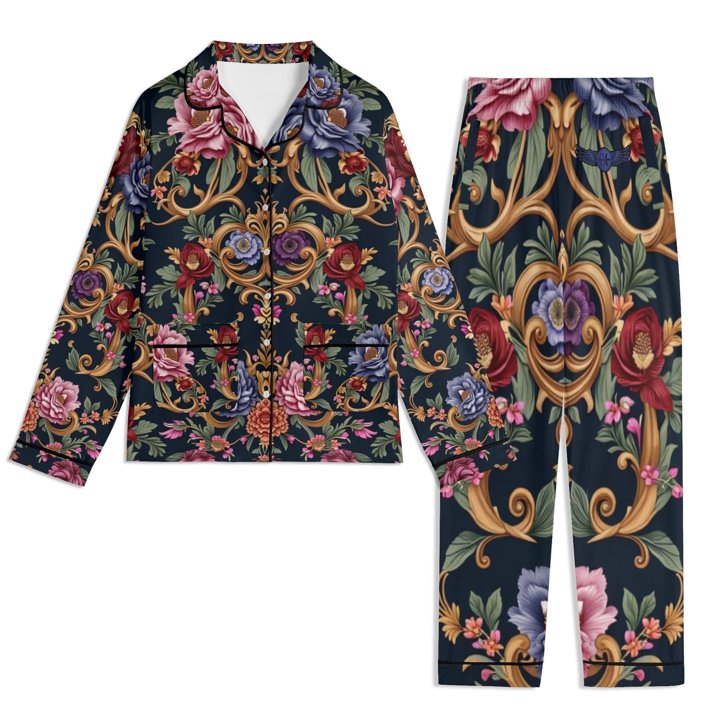 Long Sleeve Royal Floral Pajama Set