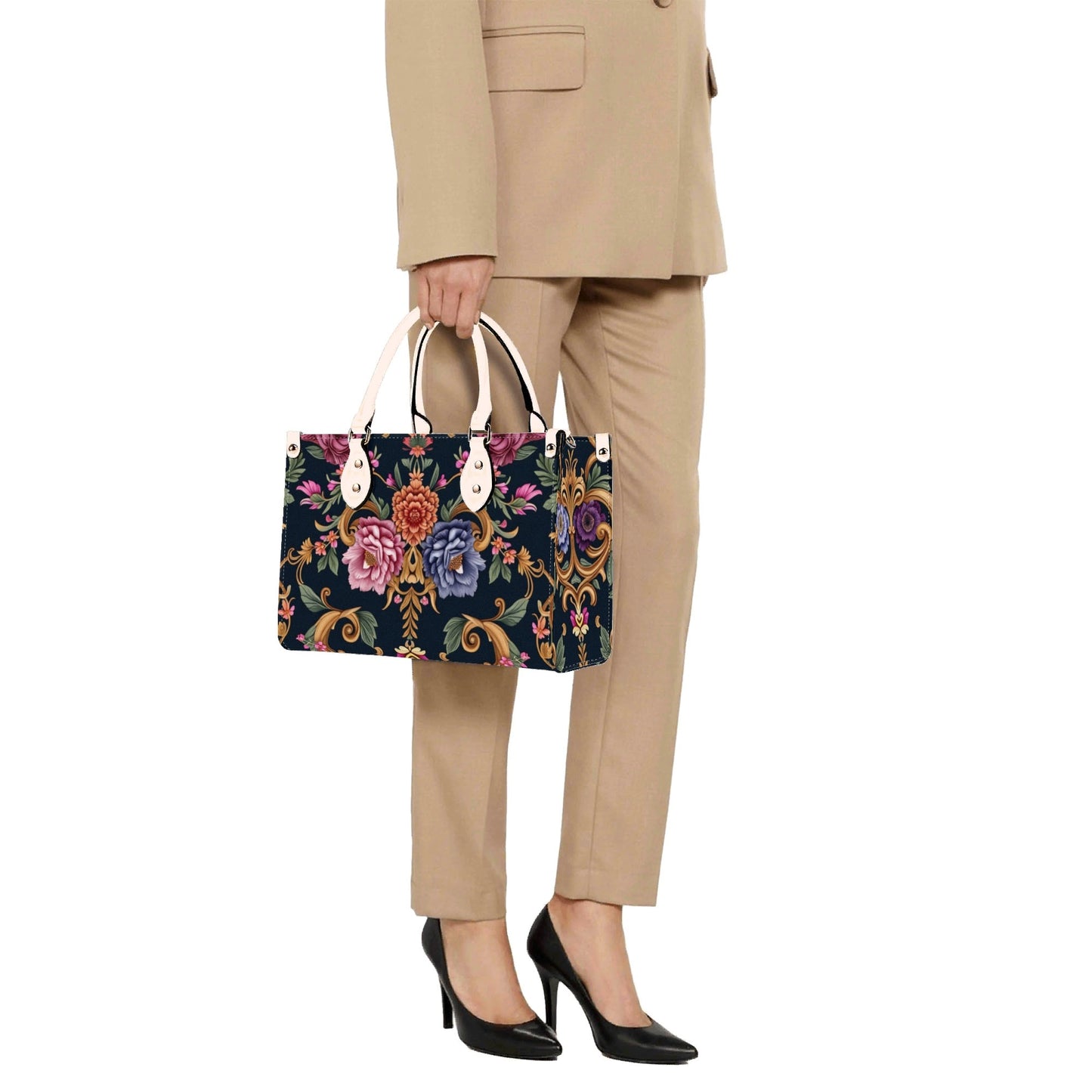 Womens Royal Floral Leather Handbag by Highest Evolution