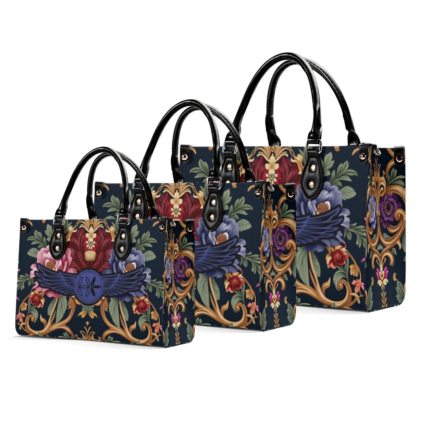 Womens Royal Floral Leather Handbag by Highest Evolution