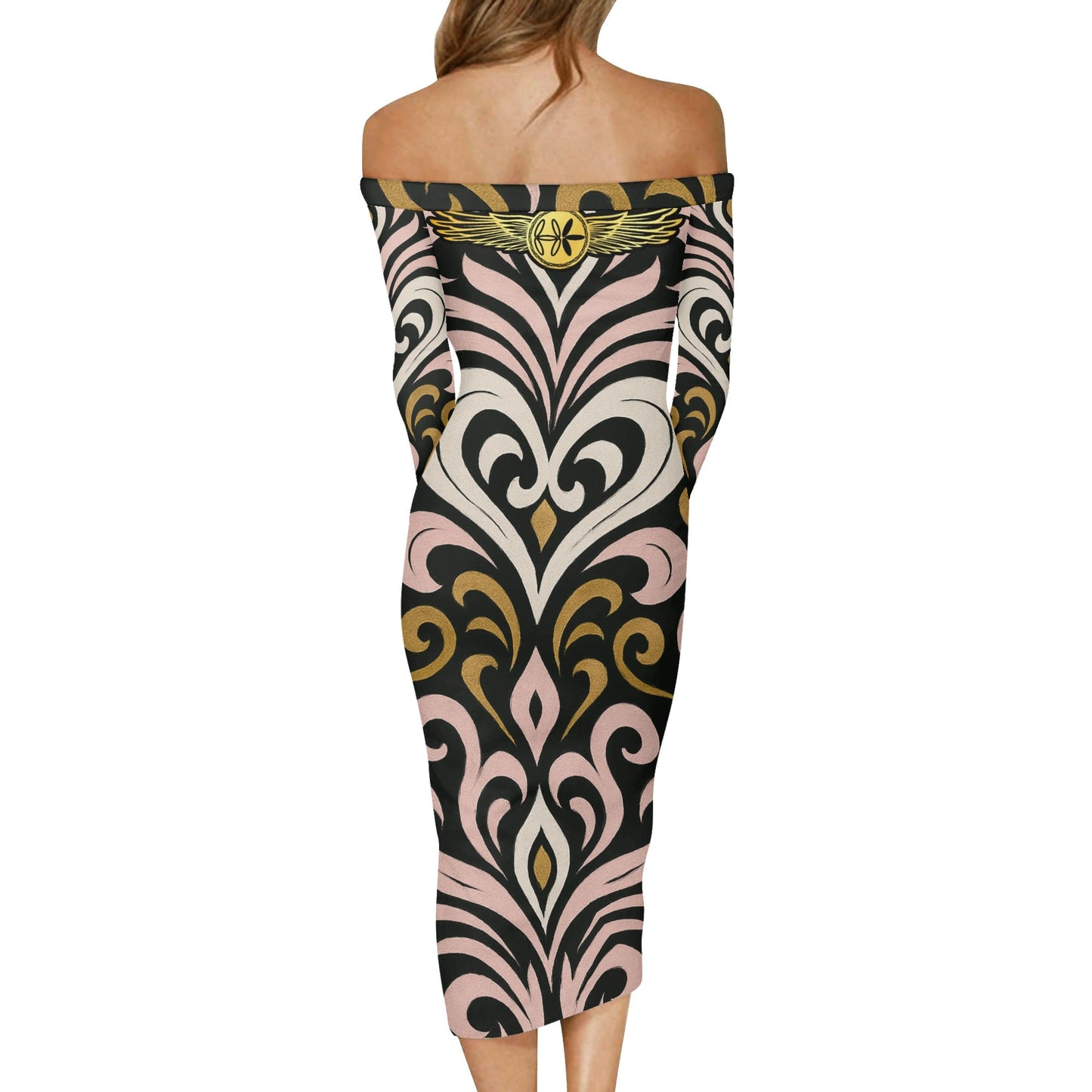 Womens Queen Aura Off The Shoulder Long Sleeve Dress